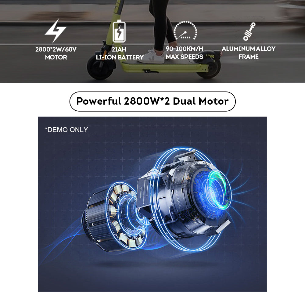 GLIDER ES-M8-Max Dual Motors 5600W 60V 21Ah Foldable Electric Scooter Portable LED Display Device - Black&Red