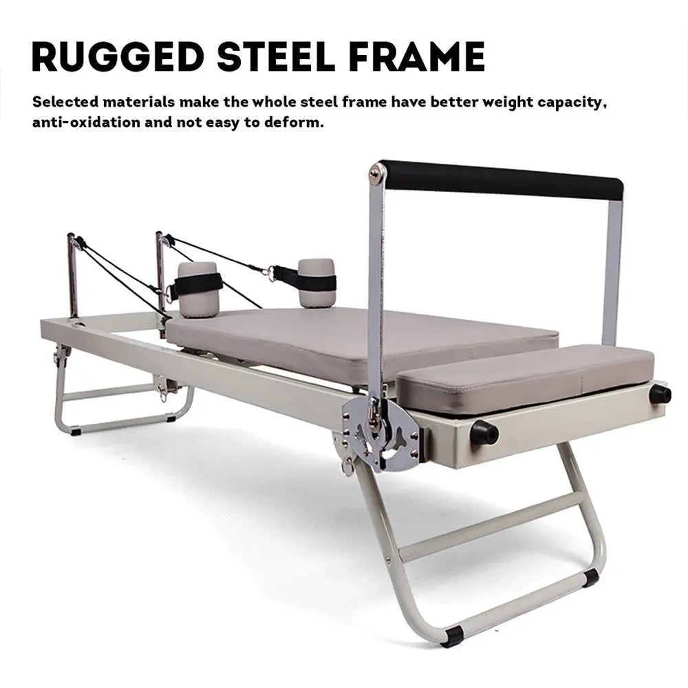 Multi-purpose Foldable Steel Frame Pilates Reformer Pilates Tables-beige