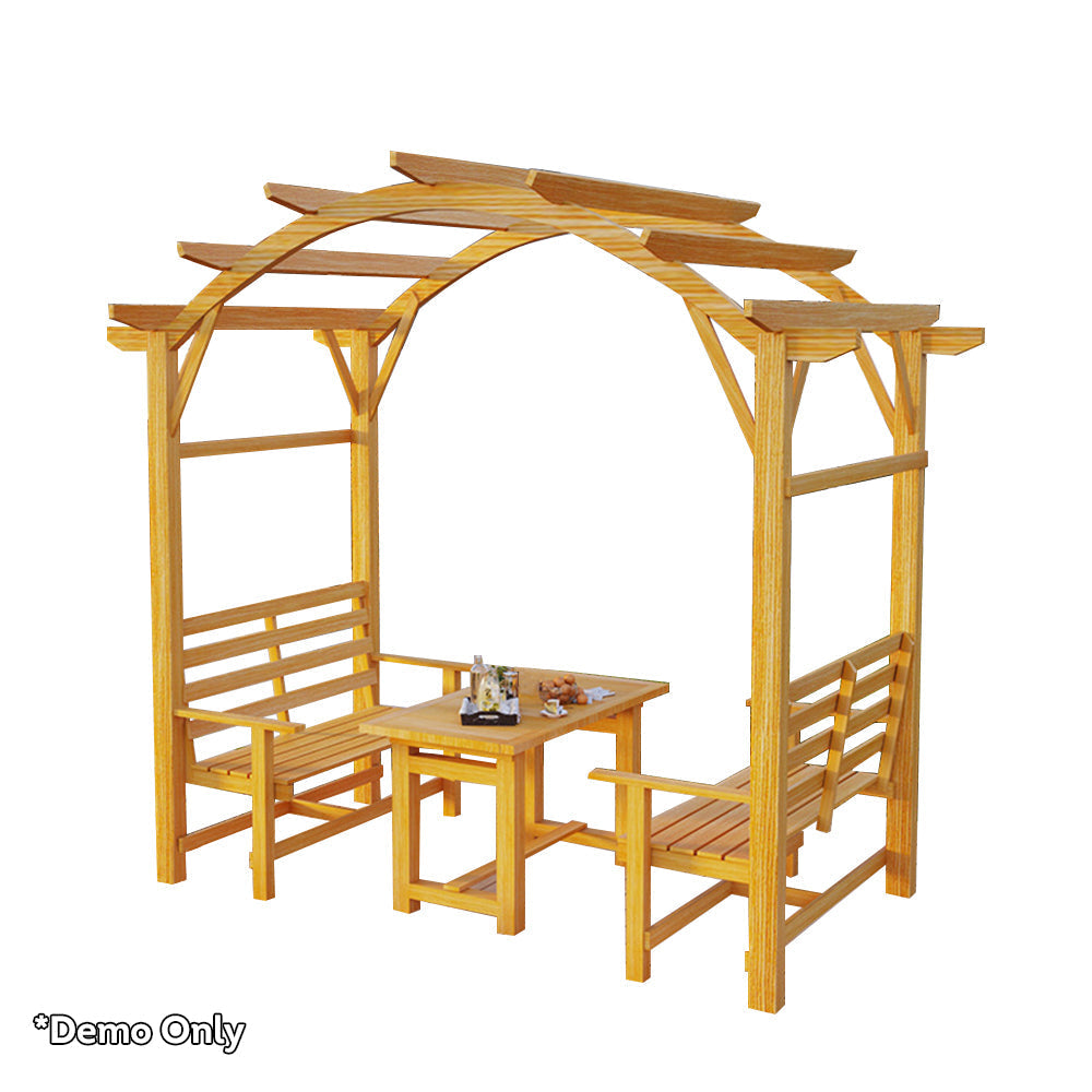 SOLARA Pine Wood Grape Arbor/Grape Arbor With Table and Chairs Set