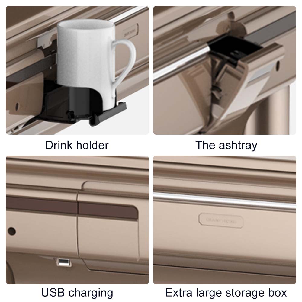 HEXJON Mute Dining Table PG/ Automatic Mahjong Table with Cover, Cup Holders, Ashtrays, Storage Boxes, and USB Charging