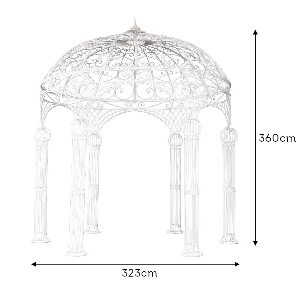 TREKKA 323cm Diameter Iron Gazebo Outdoor Garden - White