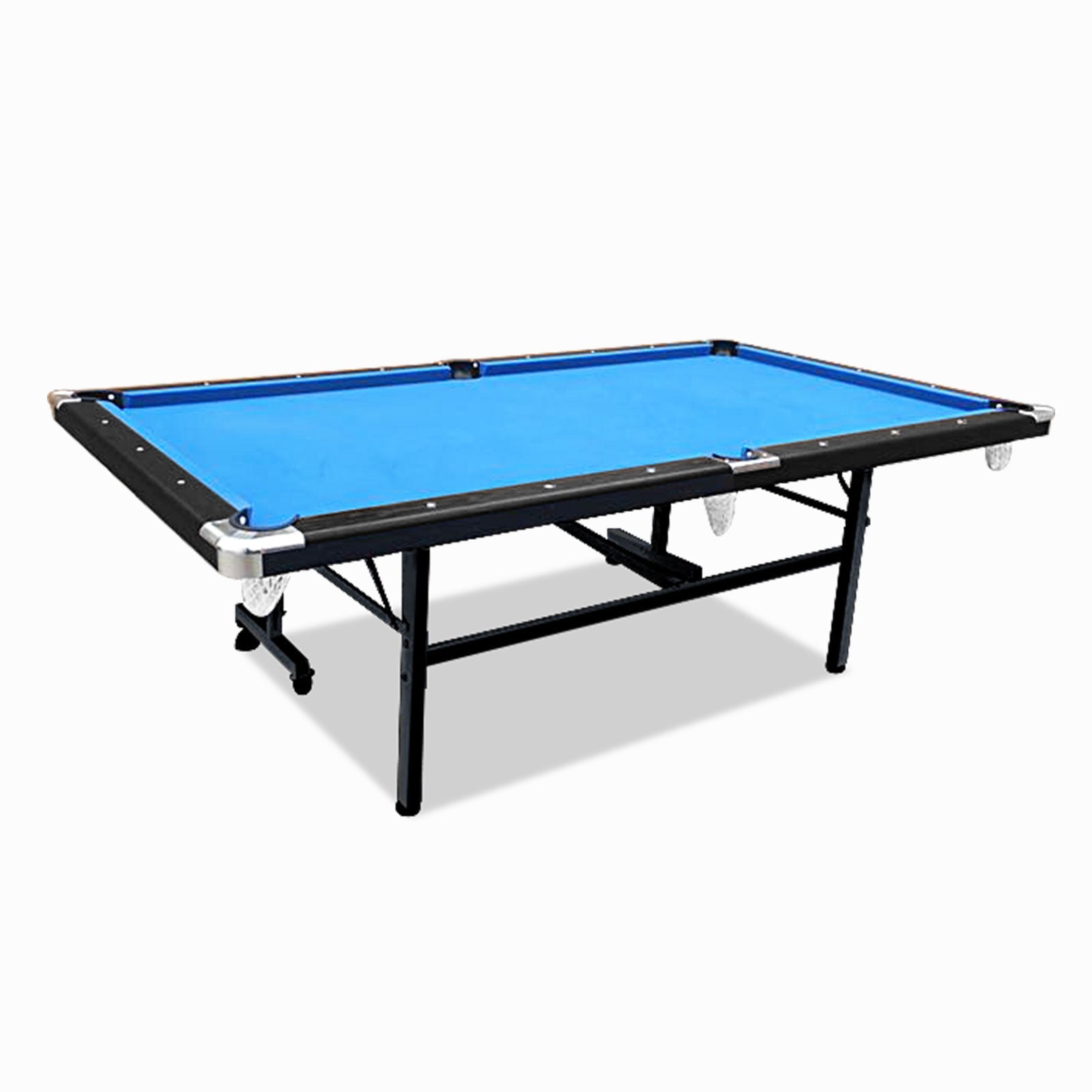 CUETIQ 8FT Foldable Pool Table Blue/Red/Green/Black Felt Billiard Table Free Accessory for Small Room