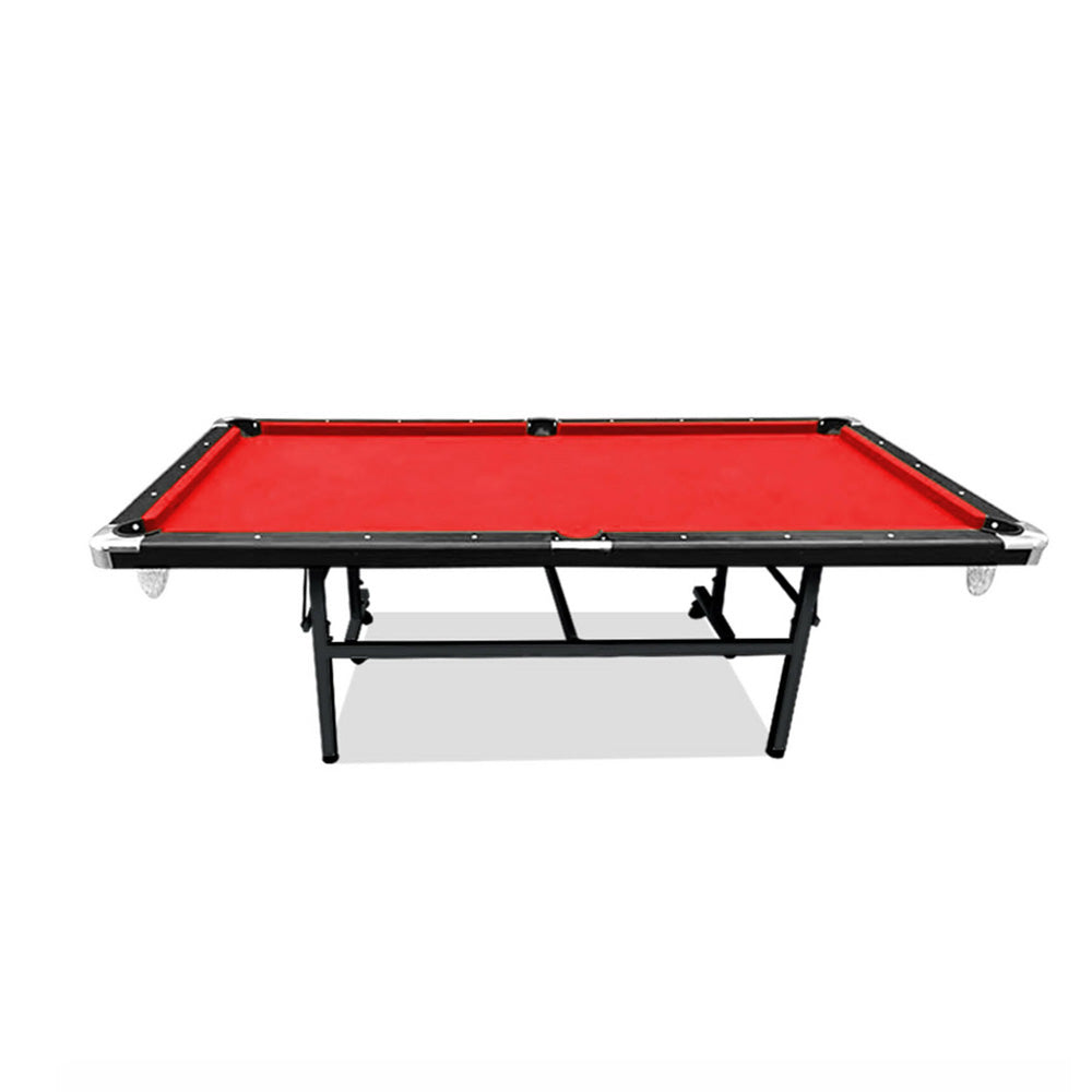 CUETIQ 8FT Foldable Pool Table Blue/Red/Green/Black Felt Billiard Table Free Accessory for Small Room