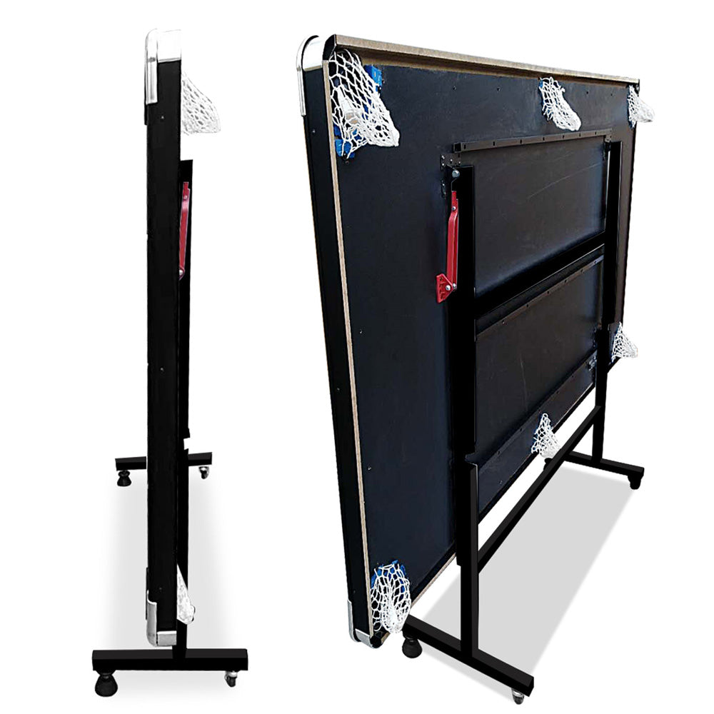 CUETIQ 8FT Foldable Pool Table Blue/Red/Green/Black Felt Billiard Table Free Accessory for Small Room