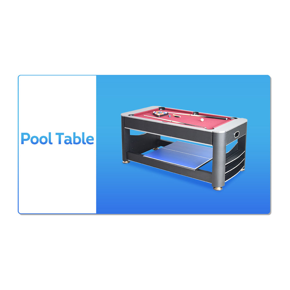 VERSA 6FT MDF 3-IN-1 Pool Table/Table Tennis Table/Air Hockey Black Frame