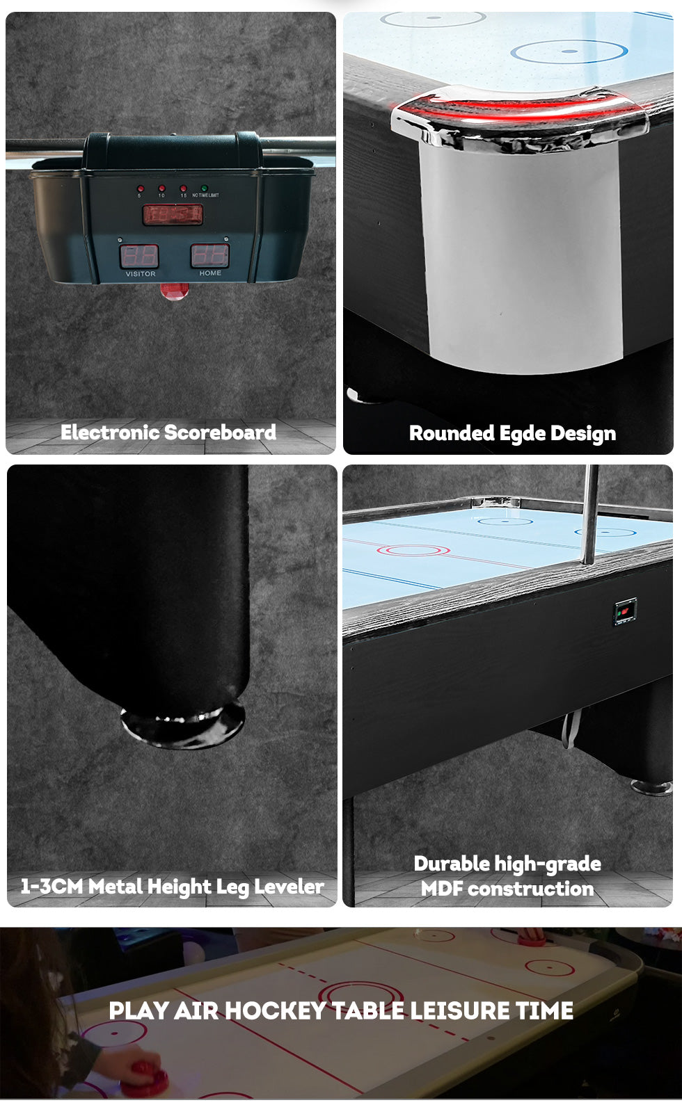 AH08 7FT Air Hockey Table With Bridge Electronic Scoreboard