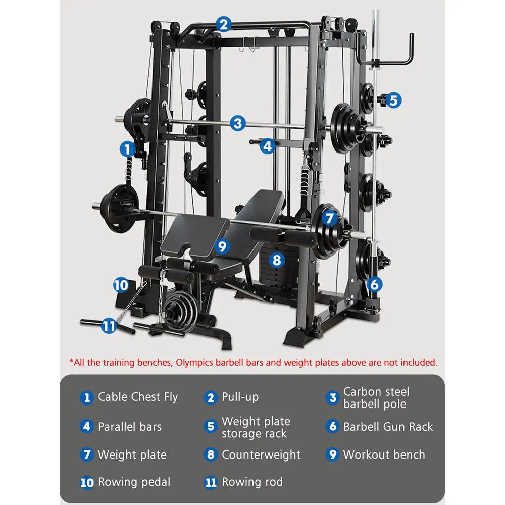 MERIDIAN X6 Multi-function Power Rack Squat Cage Weight Train Equipment Home Gym Smith Machine