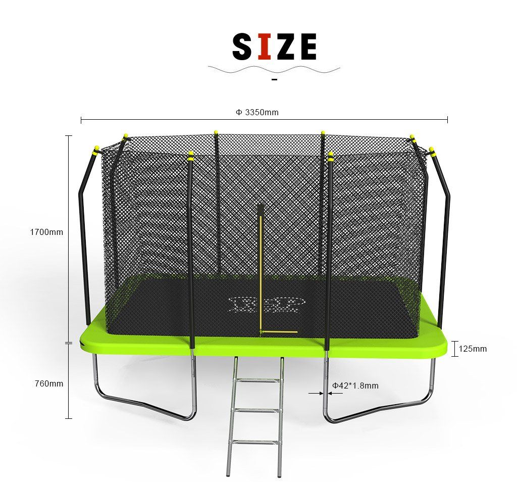 POP MASTER 8FT x 11FT Rectangular Trampoline with Spring Ladder Safety Net Kids