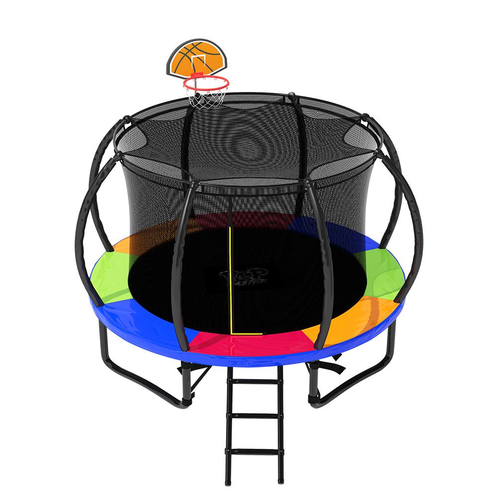 POP MASTER 6/8/10/12/14/16FT Curved Trampoline With PE Sunshade Cover