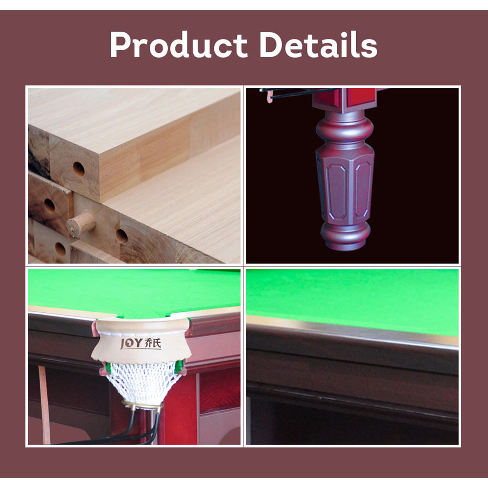 JOY Q3+ 9FT Chinese Luxury Slate Table Pool Table Maroon/Brown Frame