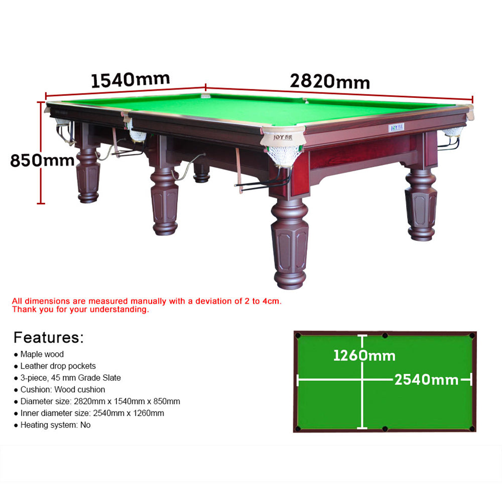 JOY Q3+ 9FT Chinese Luxury Slate Table Pool Table Maroon/Brown Frame