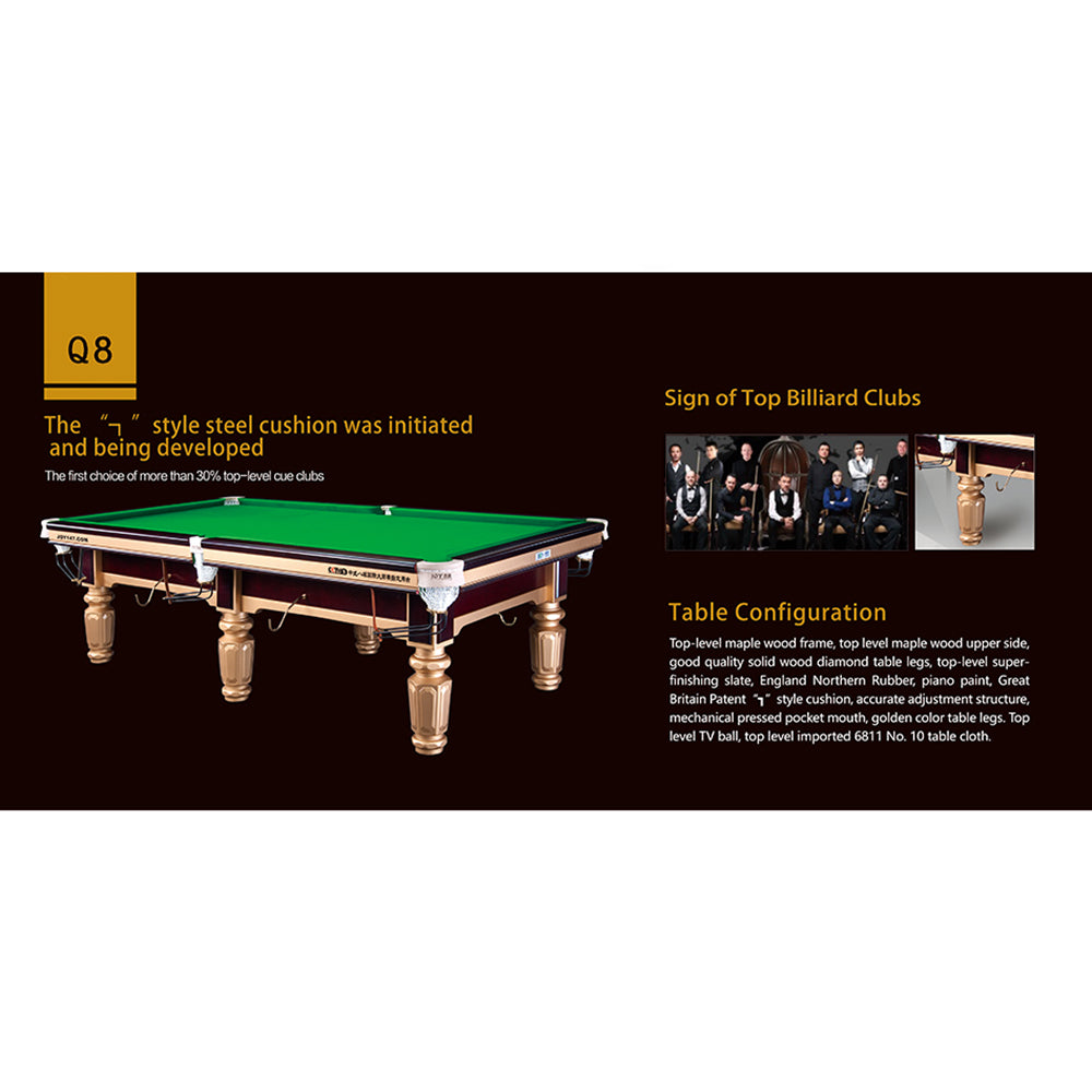 JOY Q8 9FT Chinese Luxury Slate Table Pool Table Gold Frame