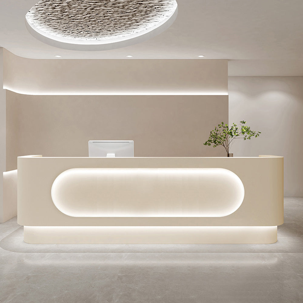 MODERA Simple Style Off-White Reception Desk w/ LED Light