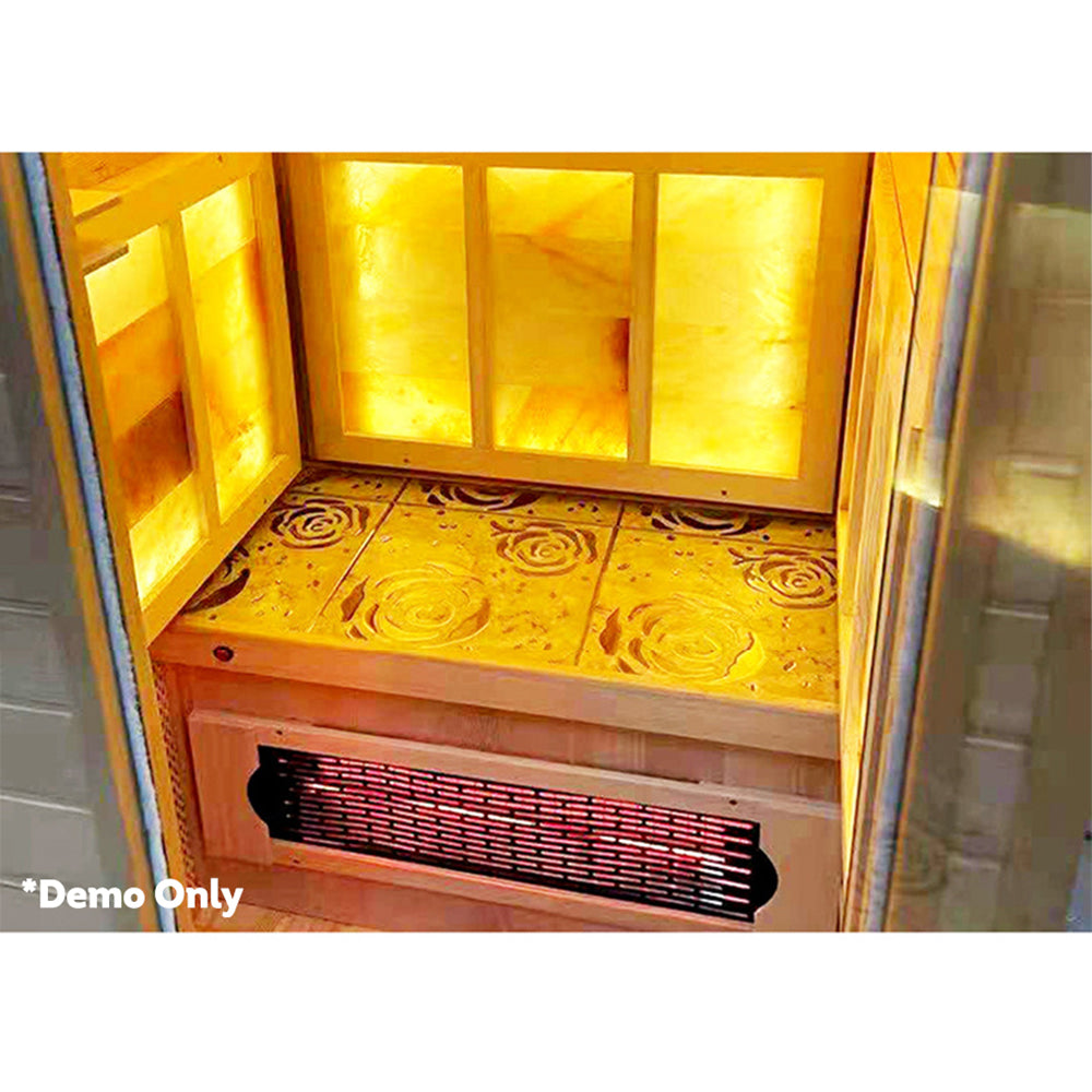 LUXORA YUF001 Heater 1 Person Sauna Infrared Sauna Home SPA W/ LED Square Lamp - Oak