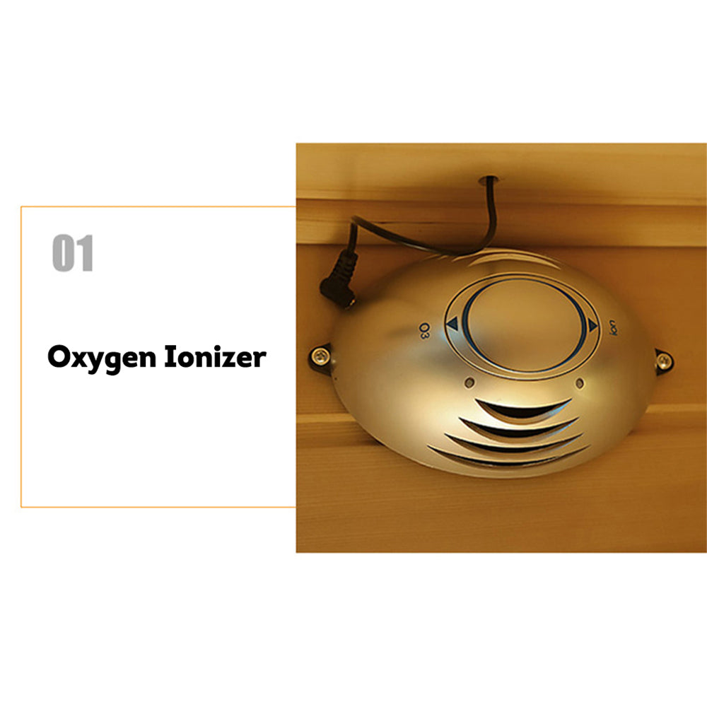 LUXORA YUF001 Heater 1 Person Sauna Infrared Sauna Home SPA W/ LED Square Lamp - Oak