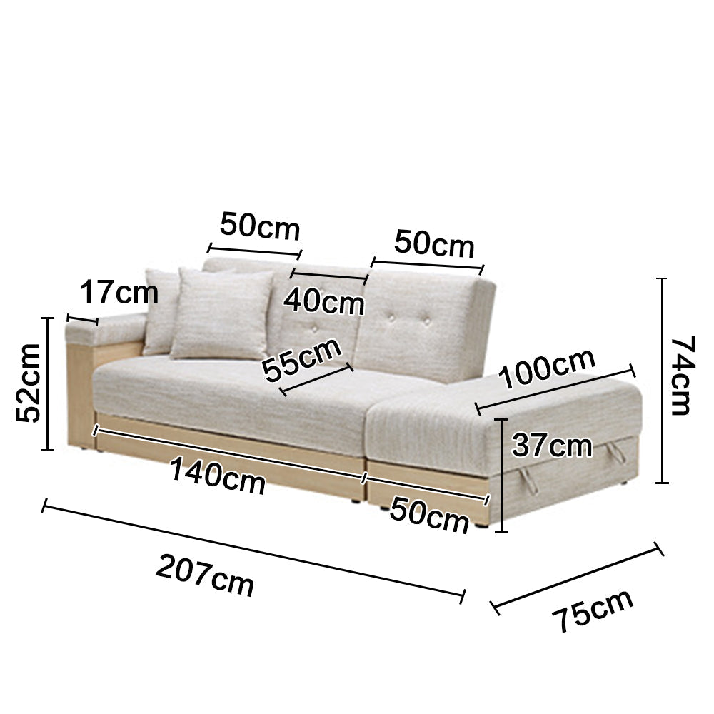 LIVARA 207CM Multi-functional Sofa Bed w/ Storage Space