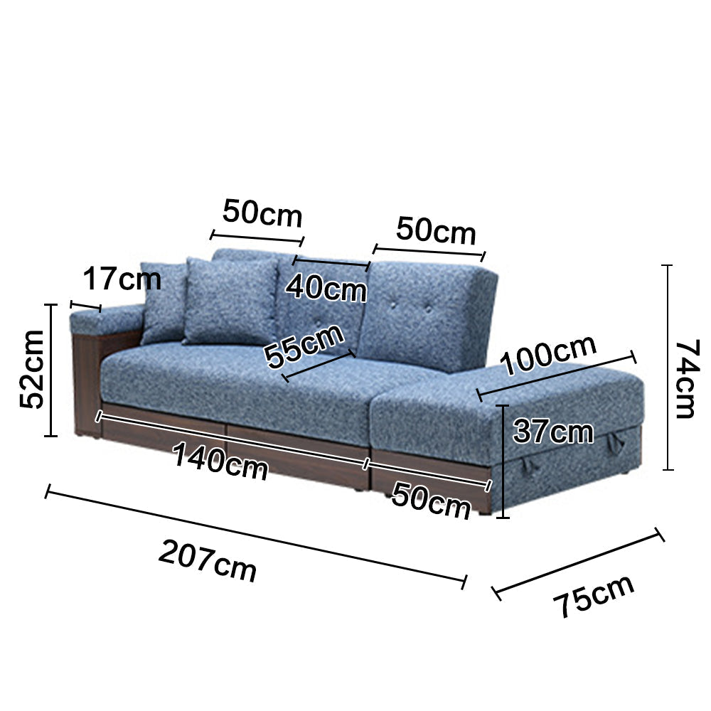 LIVARA 207CM Multi-functional Sofa Bed w/ Storage Space