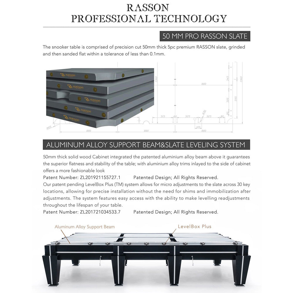 RASSON 12FT Magnum II Luxury Competition Pool / Billiards / Snooker Table