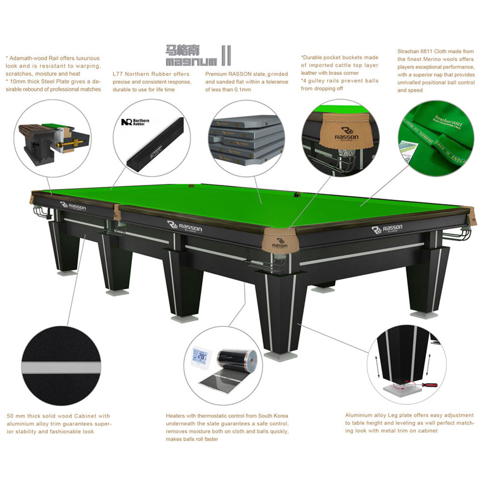 RASSON 12FT Magnum II Luxury Competition Pool / Billiards / Snooker Table