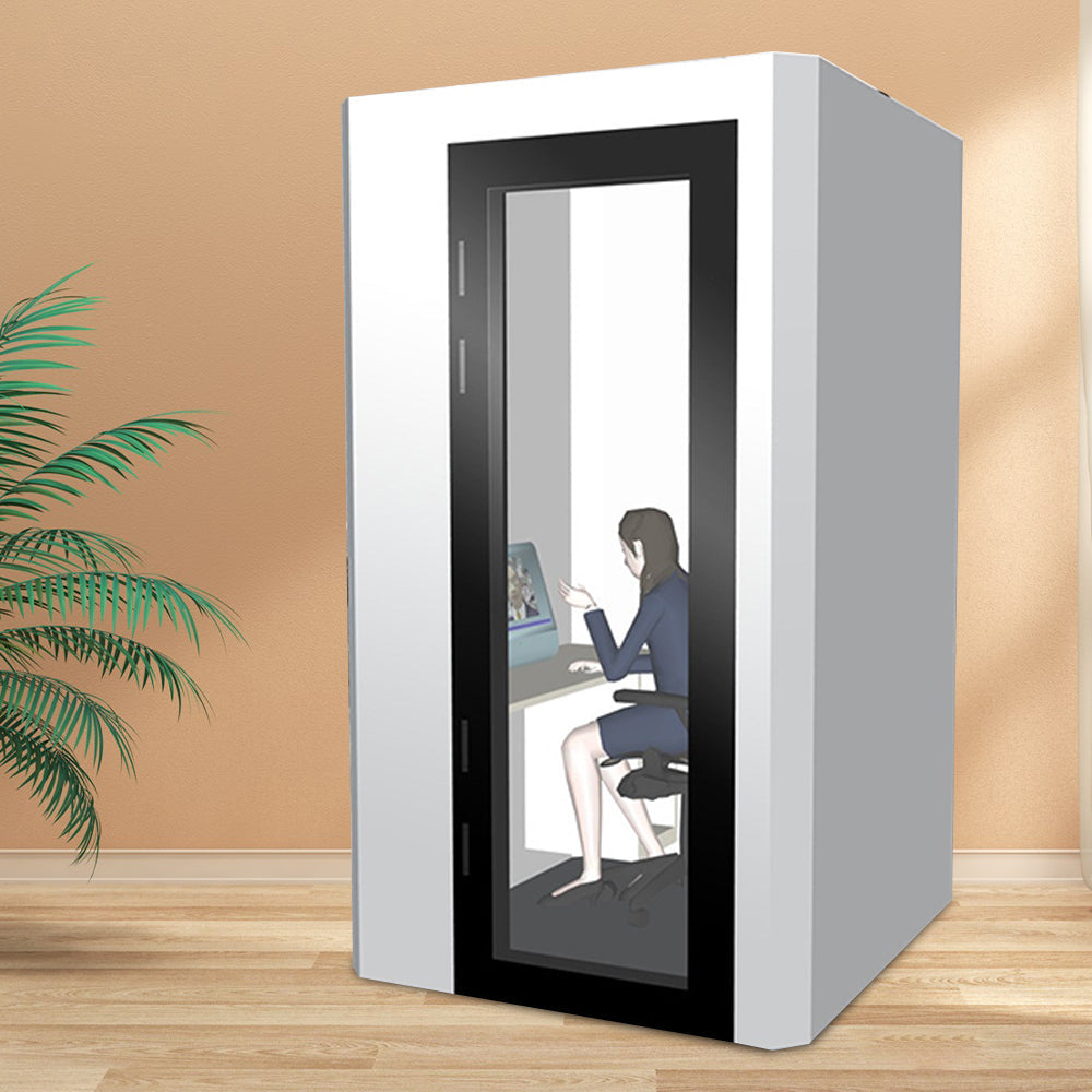MODERA 1.2x1.4m Movable Soundproof Booth W/ Desk - White