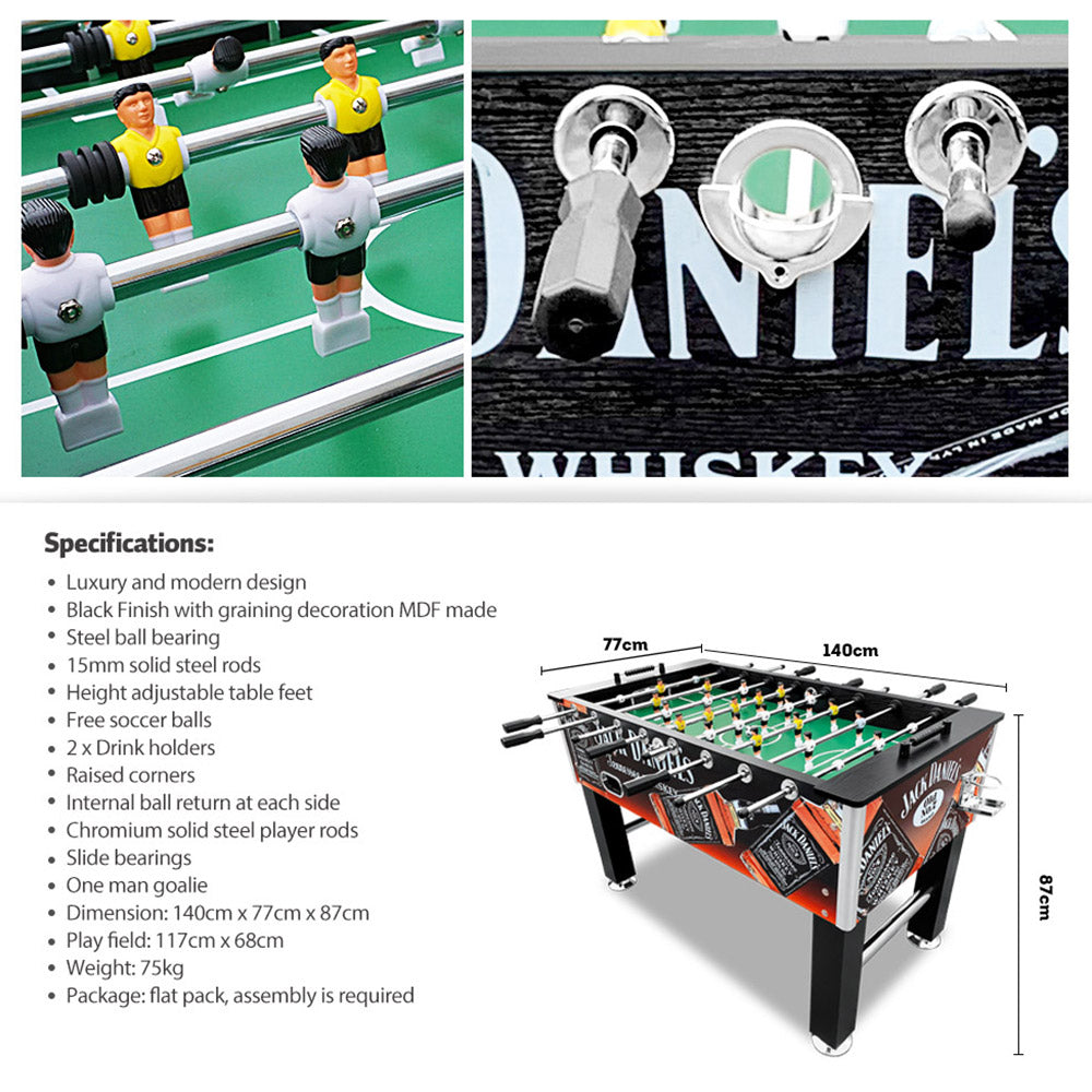 KICKSY JD 5FT Foosball Soccer Table Black with Solid Steel Rods
