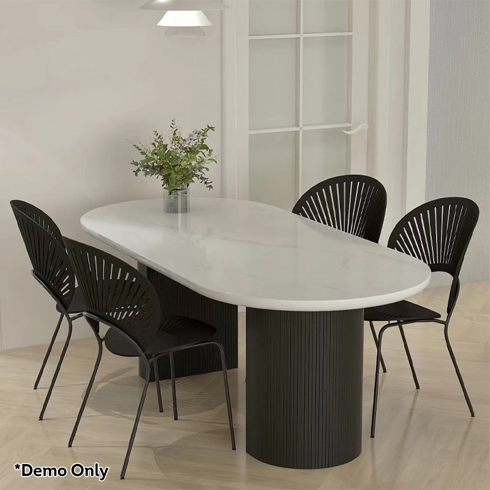 LIVARA Marble Tabletop Dinner Table Solid Wood Table Legs