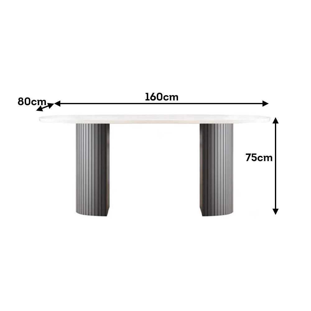 LIVARA Marble Tabletop Dinner Table Solid Wood Table Legs