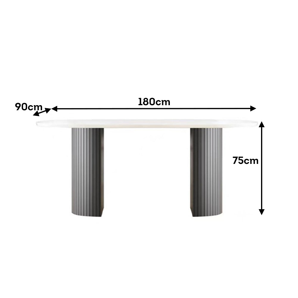 LIVARA Marble Tabletop Dinner Table Solid Wood Table Legs