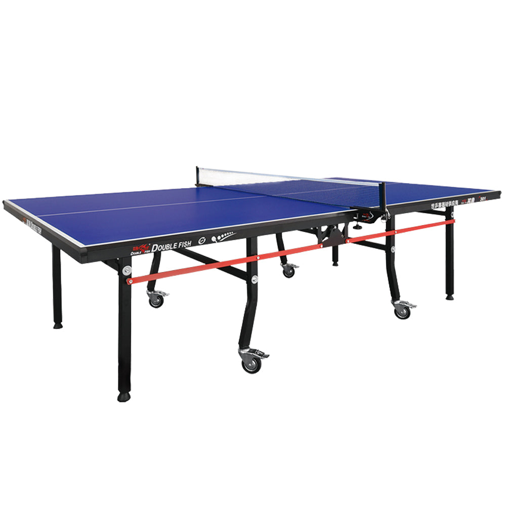 DOUBLE FISH 301 18mm Black&Blue Indoor Foldable Table Tennis/Ping Pong Table - Bats Ball Net ITTF Approve