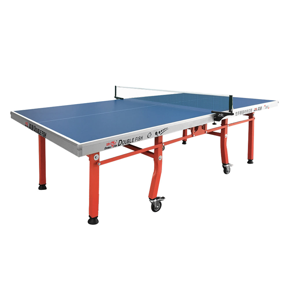 DOUBLE FISH 303 25mm Red&Blue Foldable Indoor Table Tennis/Ping Pong Table - Bats Ball Net ITTF Approve