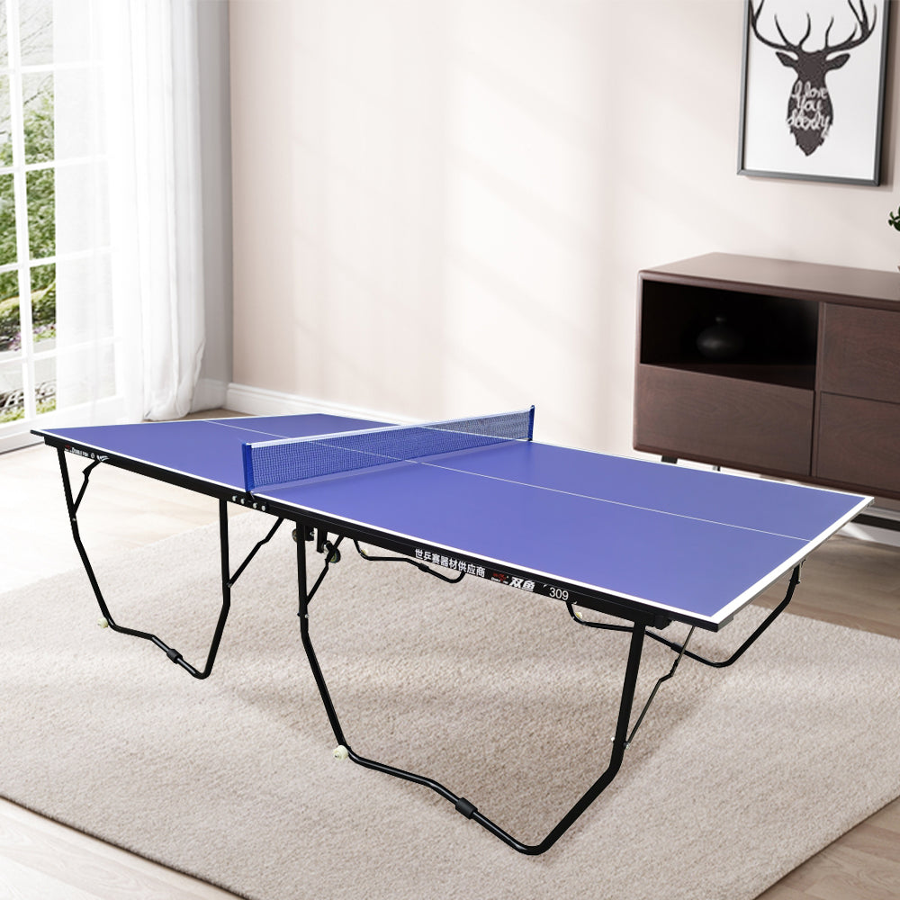 DOUBLE FISH 309 15mm Black&Blue Indoor Table Tennis/Ping Pong Table - Bats Ball Net ITTF Approve