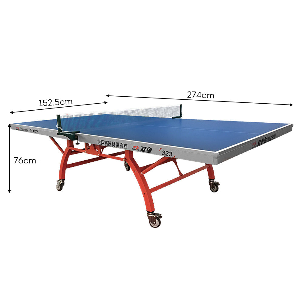 DOUBLE FISH 323 18mm Red&Blue Indoor Table Tennis/Ping Pong Table - Bats Ball Net ITTF Approve