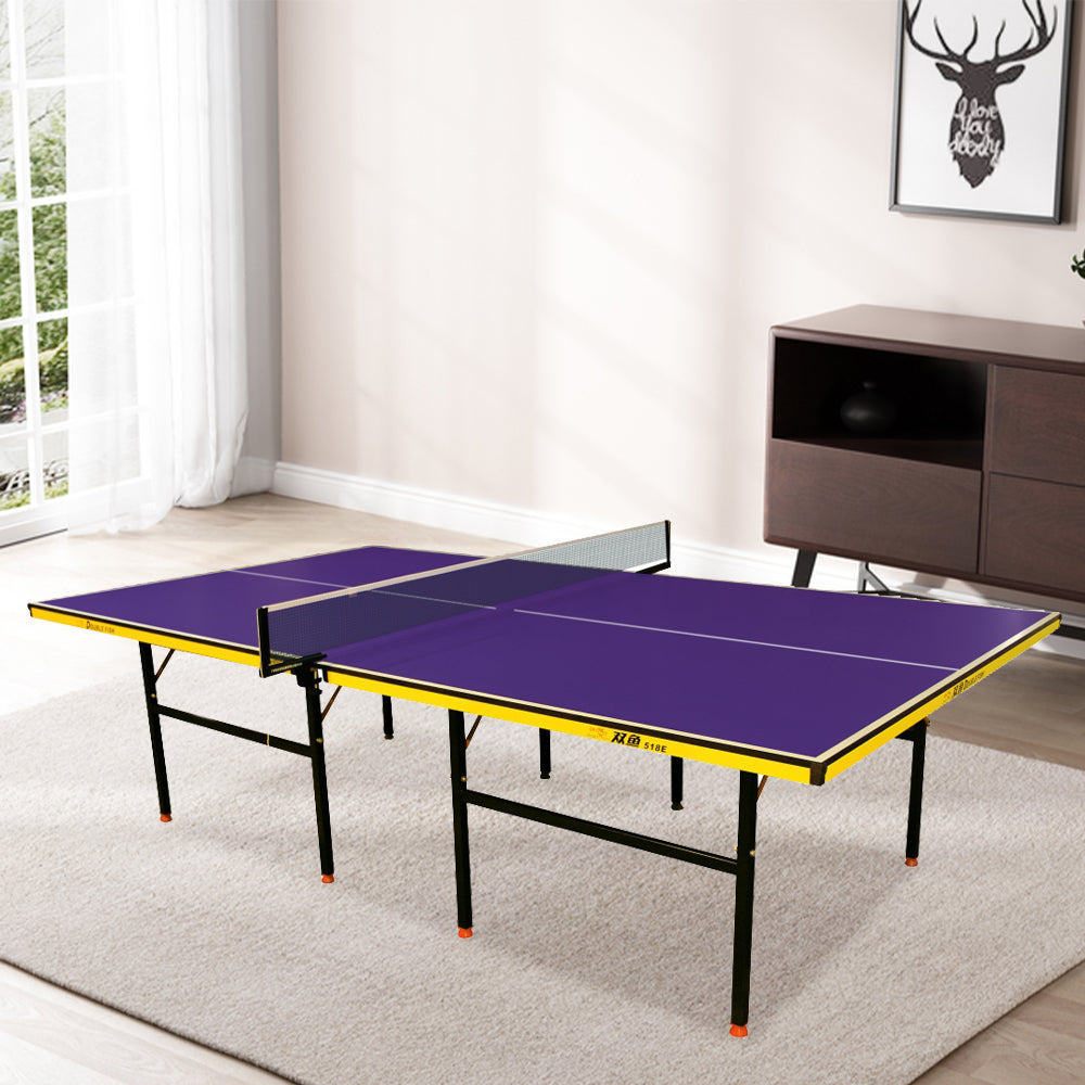 DOUBLE FISH 518E 15mm Black&Blue Pro Indoor Table Tennis/Ping Pong Table - Bats Ball Net ITTF Approve