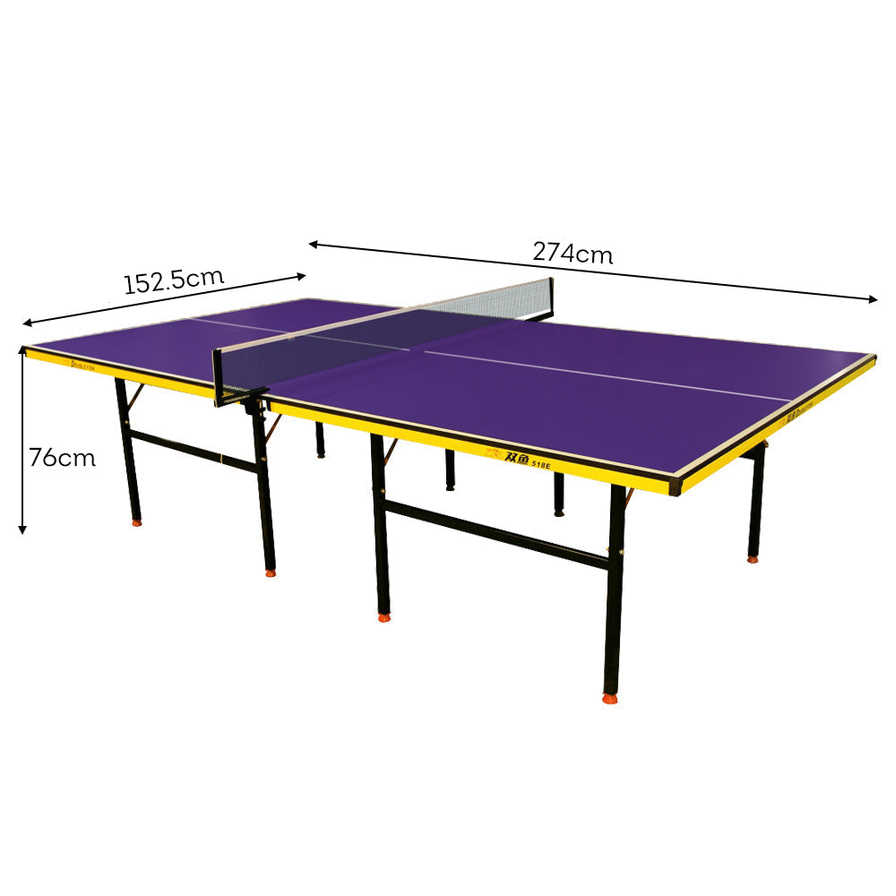 DOUBLE FISH 518E 15mm Black&Blue Pro Indoor Table Tennis/Ping Pong Table - Bats Ball Net ITTF Approve