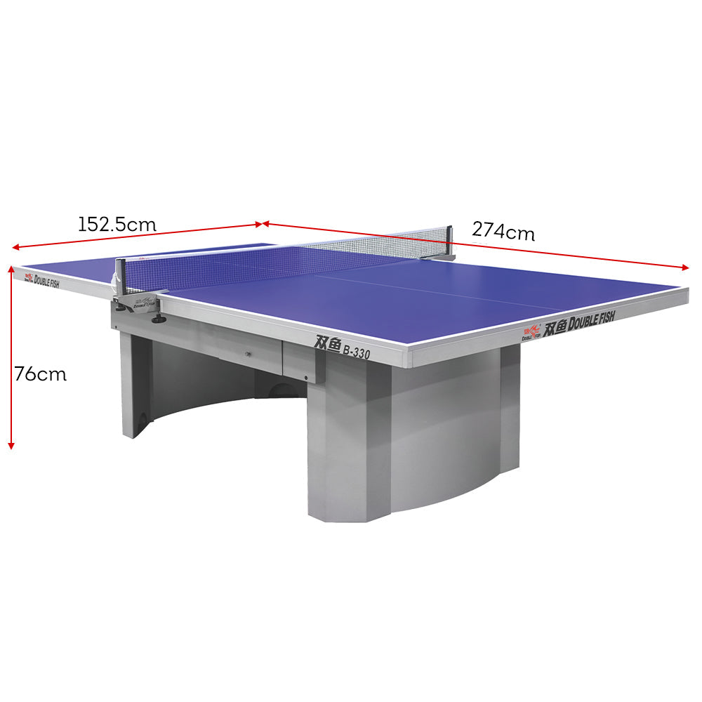 DOUBLE FISH B330 18mm Gray&Blue Indoor Table Tennis/Ping Pong Table - Bats Ball Net ITTF Approve