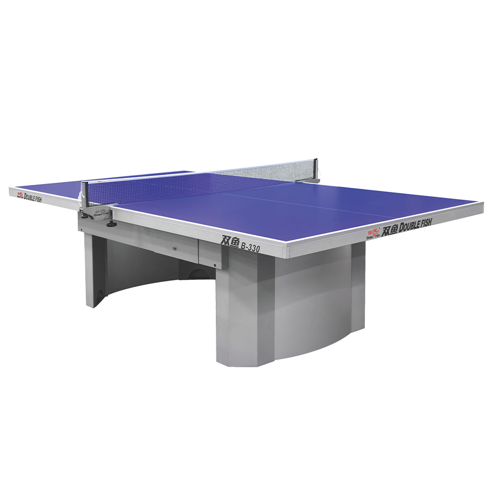 DOUBLE FISH B330 18mm Gray&Blue Indoor Table Tennis/Ping Pong Table - Bats Ball Net ITTF Approve