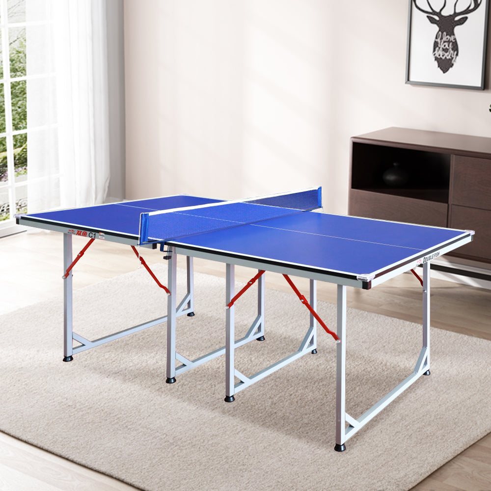 DOUBLE FISH C1 15mm Gray&Blue Indoor Table Tennis/Ping Pong Table - Bats Ball Net ITTF Approve