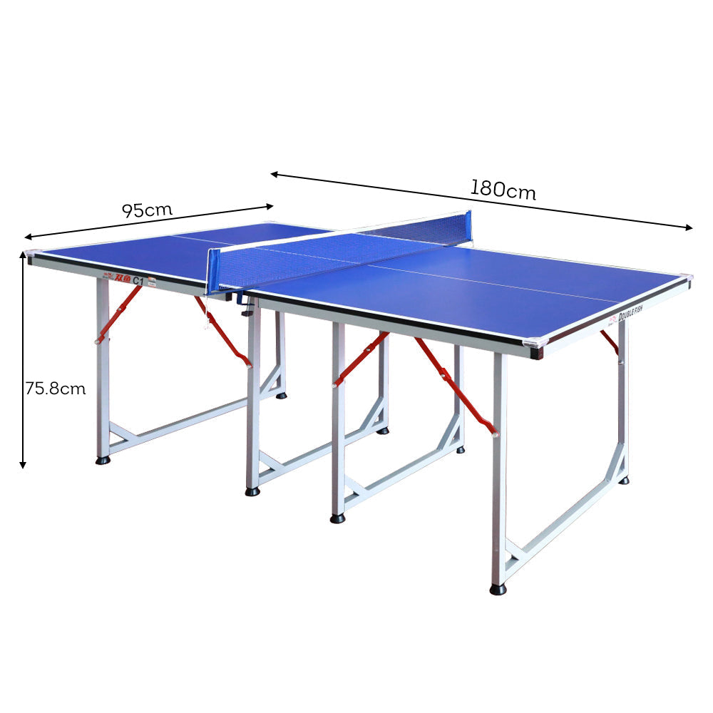 DOUBLE FISH C1 15mm Gray&Blue Indoor Table Tennis/Ping Pong Table - Bats Ball Net ITTF Approve