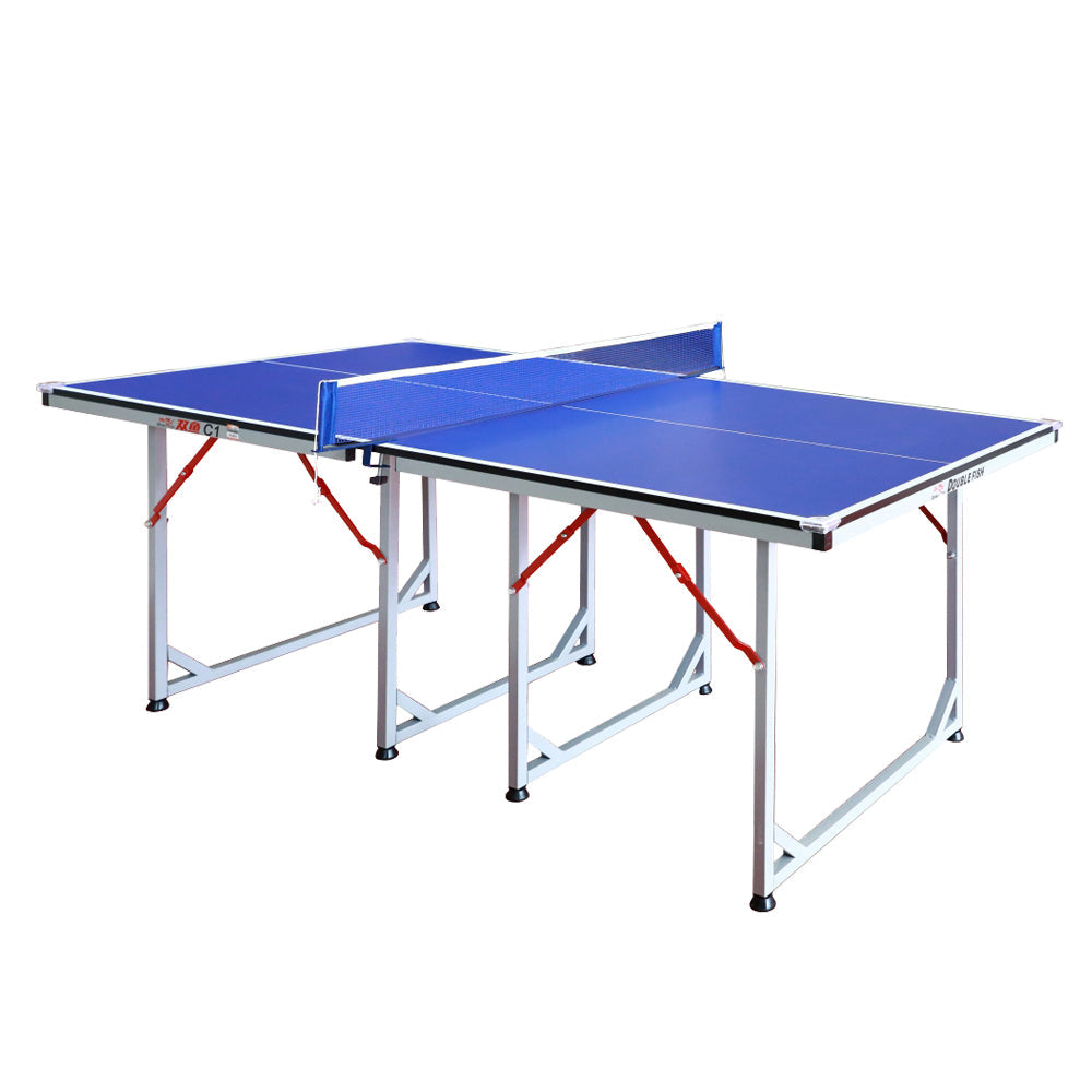 DOUBLE FISH C1 15mm Gray&Blue Indoor Table Tennis/Ping Pong Table - Bats Ball Net ITTF Approve