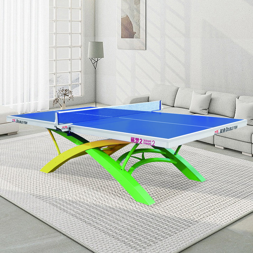 DOUBLE FISH Volant Dream-2 25mm Yellow&Green&Blue Pro Indoor Table Tennis/Ping Pong Table - Bats Ball Net ITTF Approve