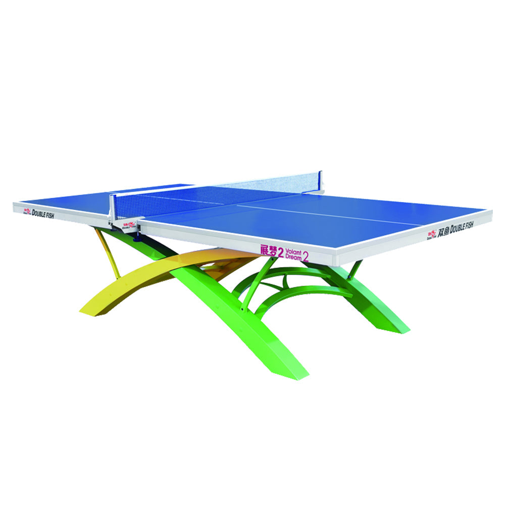 DOUBLE FISH Volant Dream-2 25mm Yellow&Green&Blue Pro Indoor Table Tennis/Ping Pong Table - Bats Ball Net ITTF Approve