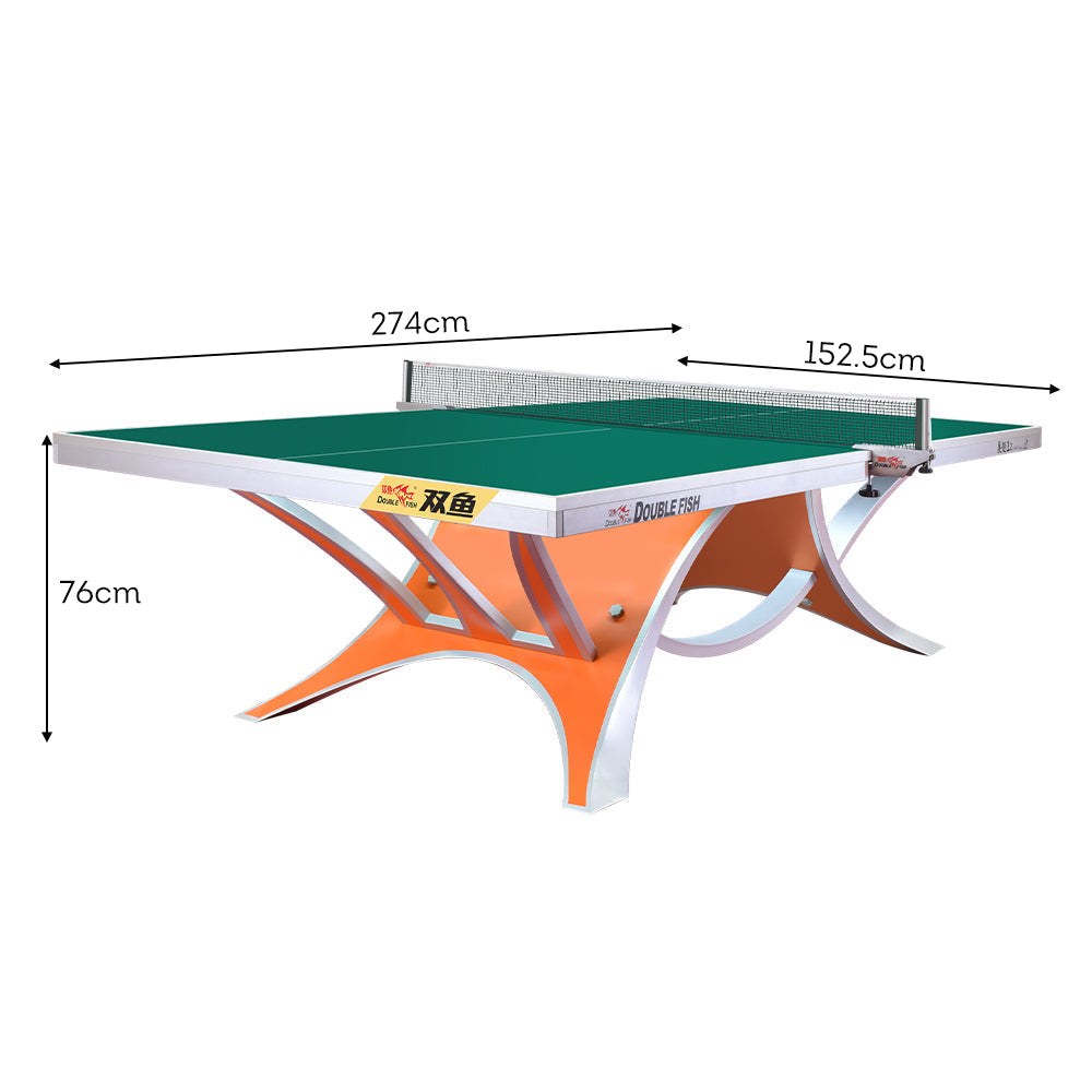 DOUBLE FISH VOLANT KING 2 25mm Orange&Green Pro Indoor Table Tennis/Ping Pong Table - Bats Ball Net ITTF Approve